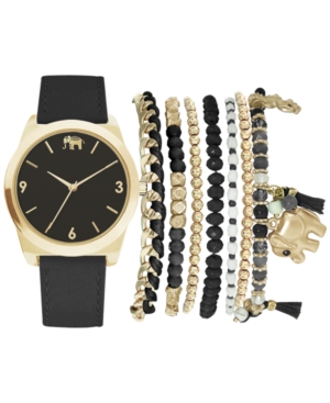 image of Jessica Carlyle Women-s Black Polyurethane Strap Watch 36mm Gift Set