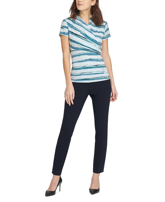 DKNY Printed Surplice Top Macy's