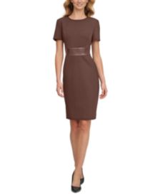 Pleather Belt Sheath Dress