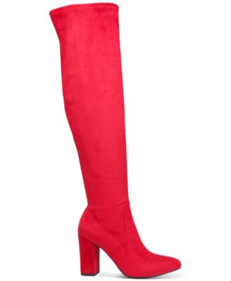 red thigh high boots macys