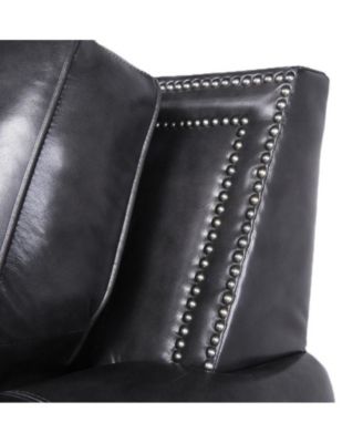 Willison Italian  Leather Armchair in Charcoal Gray