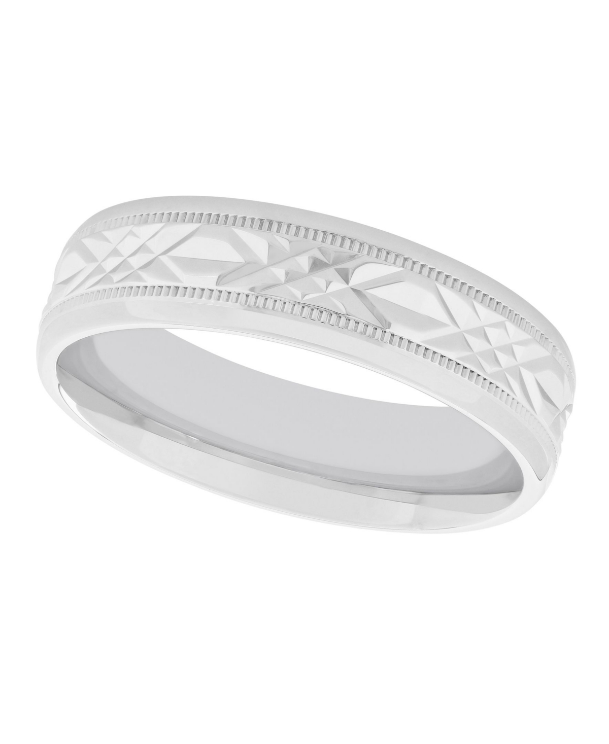 C & c Jewelry Macy's Unisex Geometric Milgrain 925 Sterling Silver Wedding Band