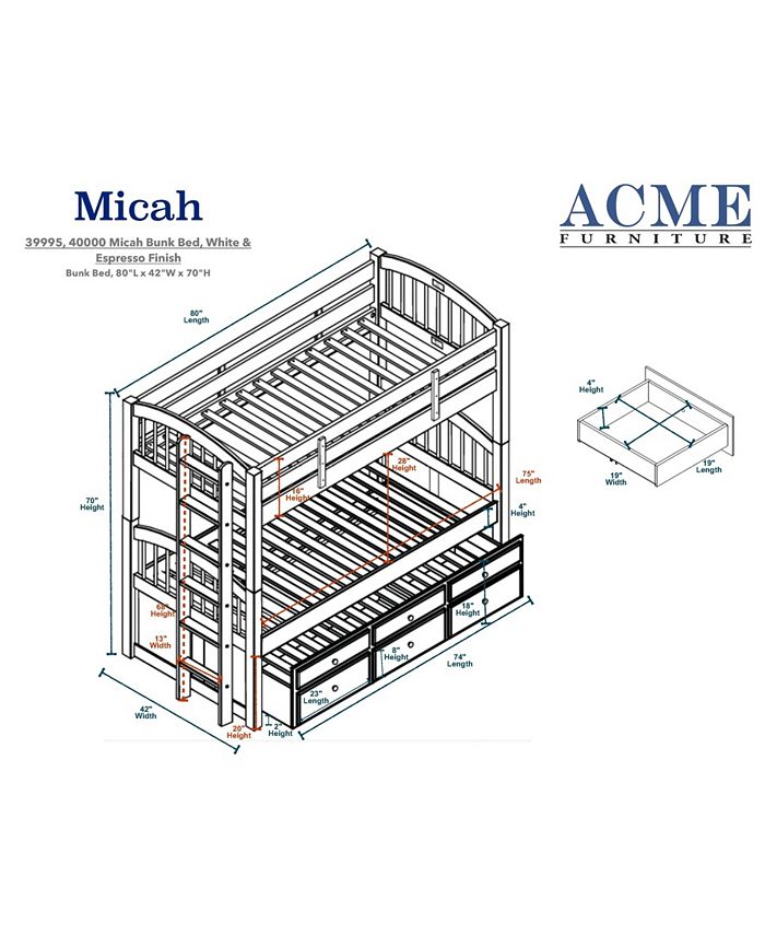 Acme Furniture Micah Twin Over Twin Bunk Bed with Trundle Macy's