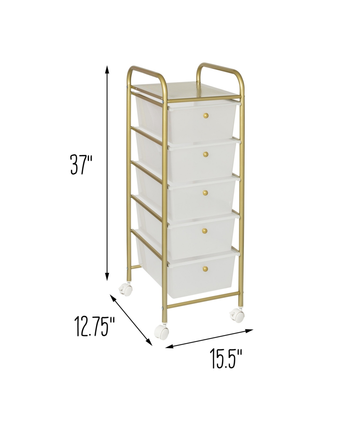 Shop Honey Can Do 5-drawer Rolling Storage Cart With Plastic Drawers In Neutral,gold