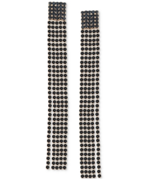 image of Guess Gold-Tone Jet Stone Linear Chain Earrings