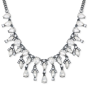 image of Guess Hematite-Tone Crystal Choker Necklace, 14