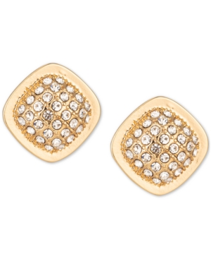image of Charter Club Gold-Tone Pave Square Stud Earrings, Created for Macy-s
