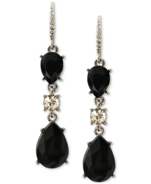 image of Charter Club Gold-Tone Pave & Pear-Shaped Crystal Linear Drop Earrings, Created for Macy-s