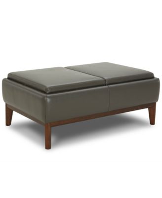 Jollene Leather Ottoman with Wood Trays, Created for Macy's
