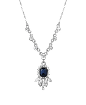 image of 2028 Women-s Silver Tone Blue and Crystal Pendant Necklace
