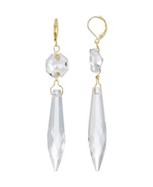 image of 2028 Women-s Gold Tone Clear Crystal Linear Drop Earrings