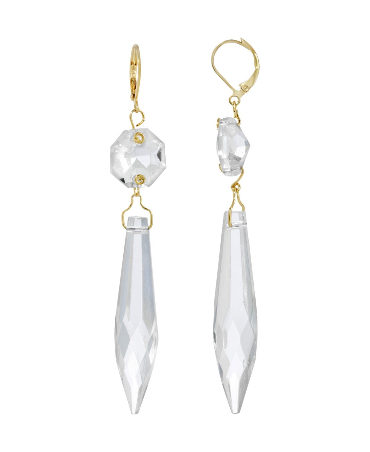 2028 Women's Gold Tone Clear Crystal Linear Drop Earrings In White