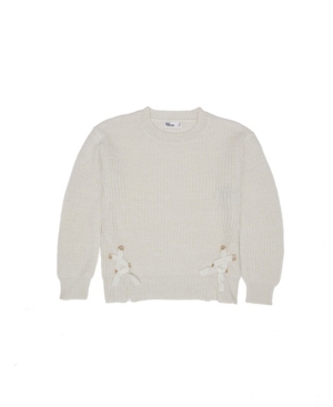 image of Big Girls Side Lace Up Metallic Sweater