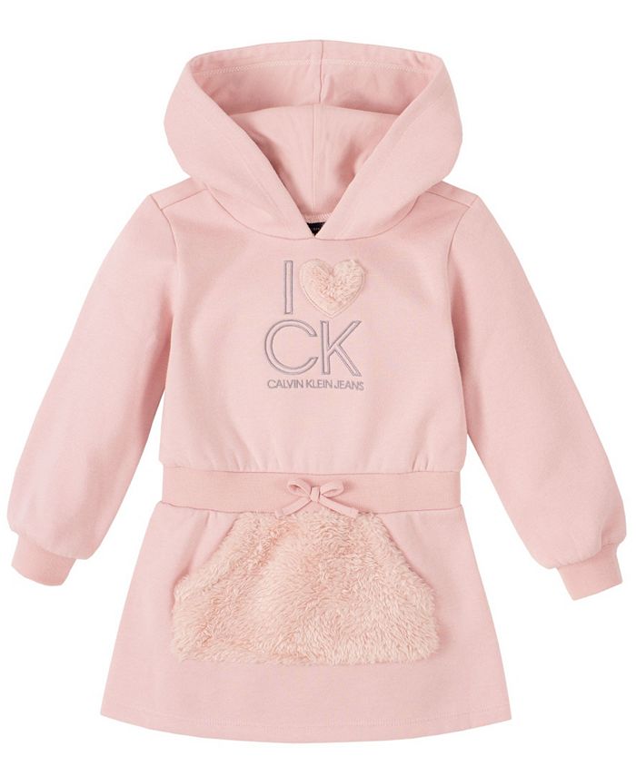 Calvin Klein Toddler Girl Pink Fleece Hooded Dress & Reviews - Dresses -  Kids - Macy's