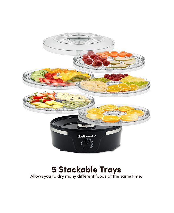 Elite Gourmet 5-Tier Food Dehydrator with Stainless Steel Trays, Adjustable  Temperature, Jerky, Herbs, Snacks - Macy's