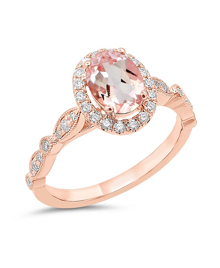 Macy's Gemstone Bridal Morganite (1 ct. t.w.) & Diamond (1/2 ct. t.w ...
