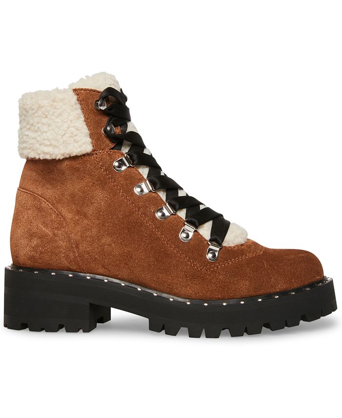 steve madden boom hiker boot with genuine calf hair