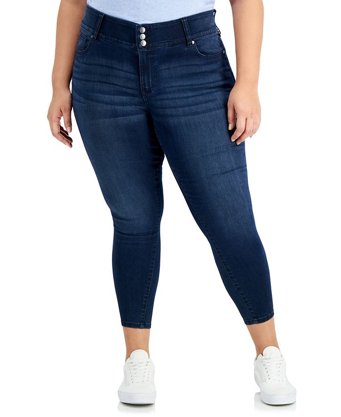 Celebrity Pink Trendy Plus Size Three-Button Skinny Ankle Jeans - Macy's