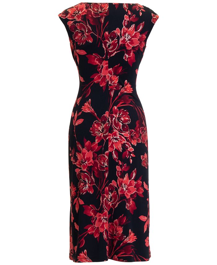 Connected Petite Floral Cowlneck Midi Dress & Reviews - Dresses ...