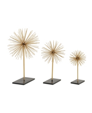 Cosmoliving By Cosmopolitan Set Of 3 Gold Tin Contemporary Geometric Sculpture, 11", 15", 20" In Gold-tone