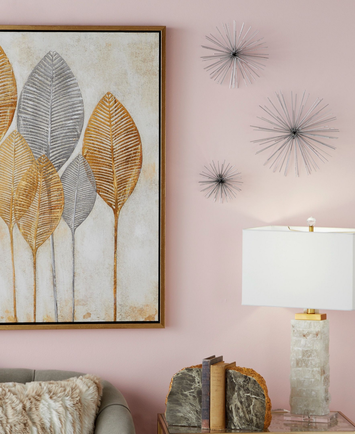 CosmoLiving by Cosmopolitan Set of 3 Silver Tin Contemporary Abstract Wall Decor, 6