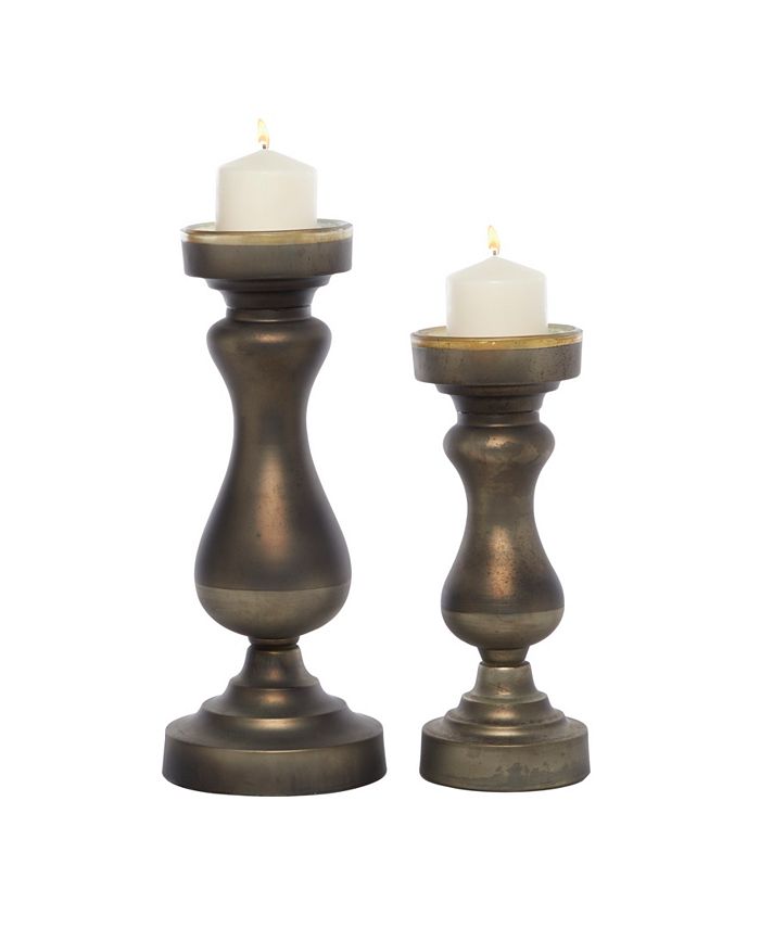 Venus Williams Modern Rounded Tempered Glass Candleholders With Oil Rubbed Finish Set Of 2 Reviews Candle Holders Home Decor Macy S