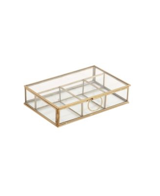 by Cosmopolitan Gold Glass Modern Jewelry Box , 2" x 9" x 6"