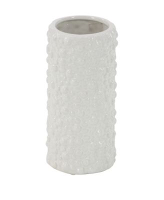 by Cosmopolitan Set of 3 White Stoneware Modern Vase, 5" x 8"