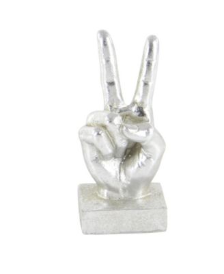 by Cosmopolitan Set of 3 Silver Polystone Traditional Hand Sculpture, 7", 7", 6"