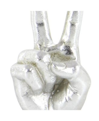 by Cosmopolitan Set of 3 Silver Polystone Traditional Hand Sculpture, 7", 7", 6"
