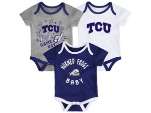 Outerstuff Newborn Girls Texas Christian Horned Frogs 3piece Creeper Set