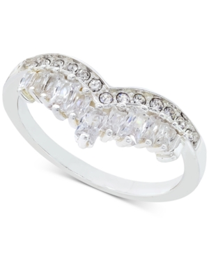 image of Charter Club Silver-Tone Crystal Double-Row Chevron Ring, Created for Macy-s
