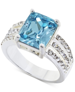 image of Charter Club Silver-Tone Pave & Square Crystal Triple-Row Ring, Created for Macy-s