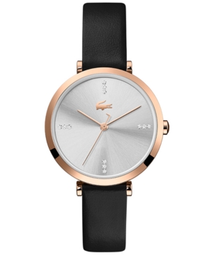 image of Lacoste Women-s Geneva Black Leather Strap Watch 32mm
