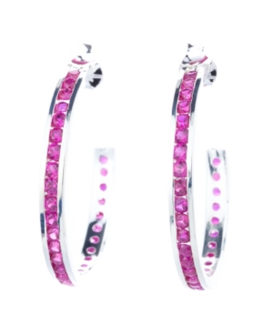 image of Semi Precious Birthstone Hoop Earrings in Sterling Silver