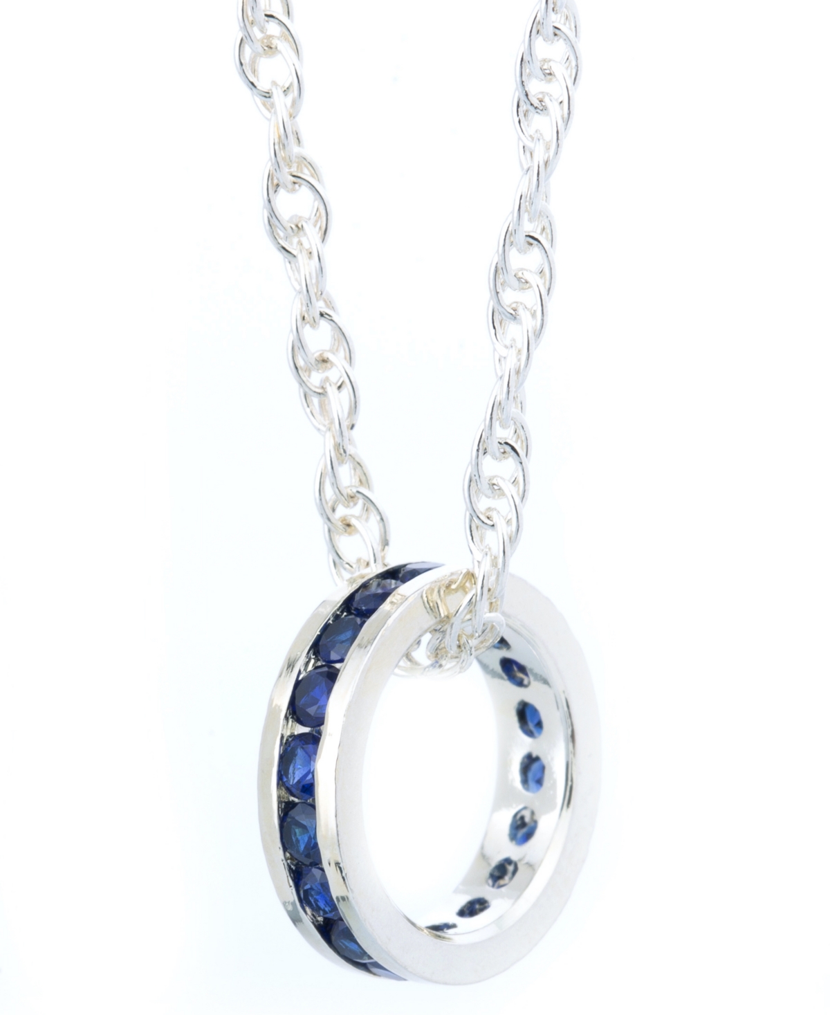 Semi Precious Birthstone Charm with 18" Chain in Sterling Silver - Blue Topaz