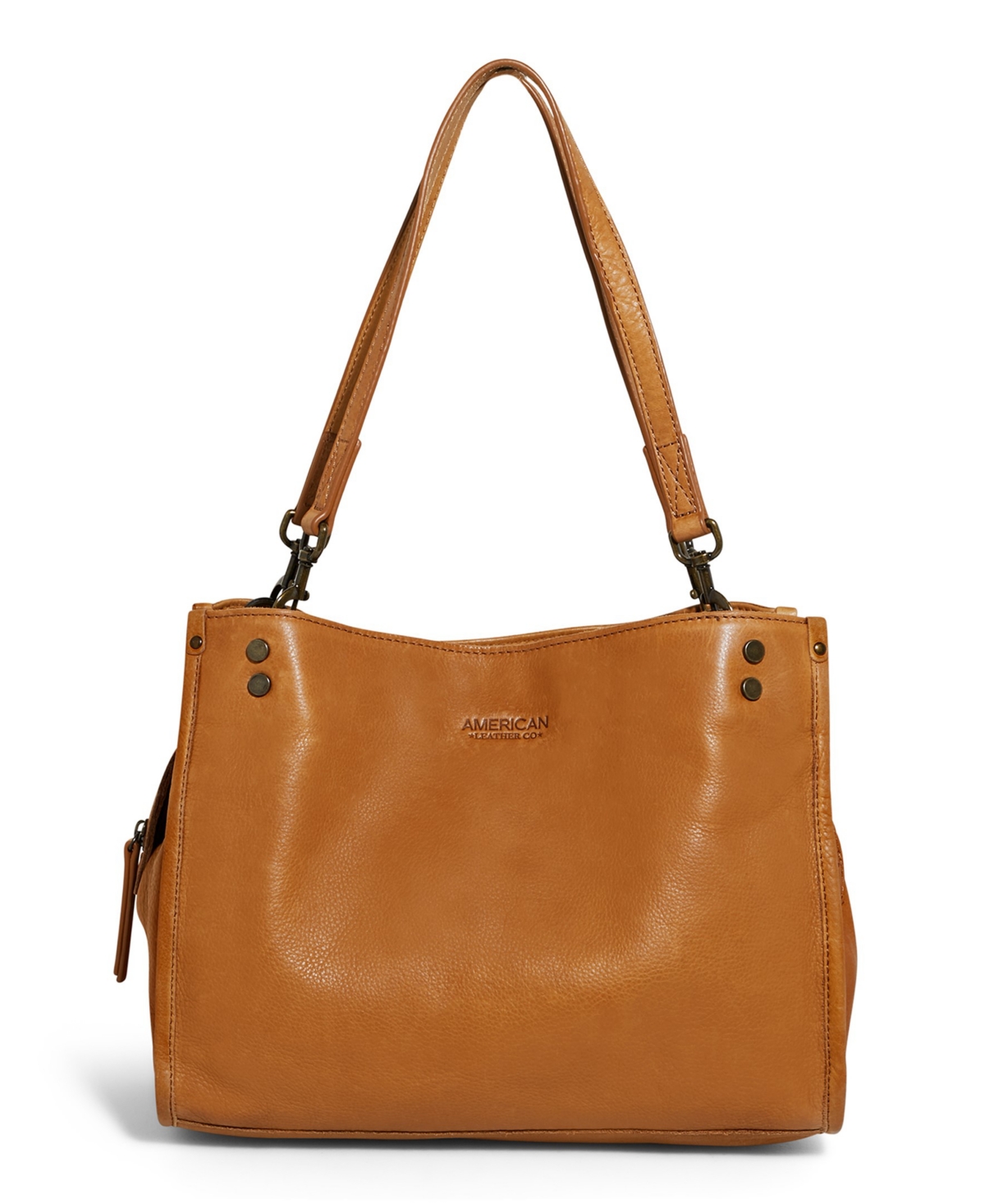 American Leather Co. Women s Lenox Triple Entry Satchel Handbag Cafe Latte Smooth Smart Closet