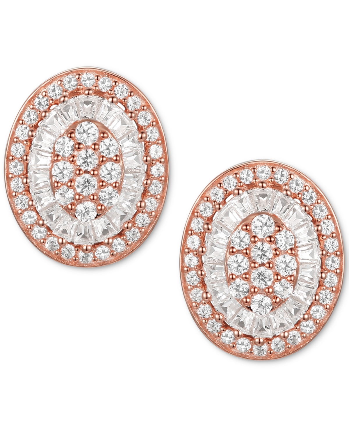 Diamond Baguette Oval Stud Earrings (1/2 ct. t.w.) in 14k Gold , 14k White Gold or 14k- Rose Gold