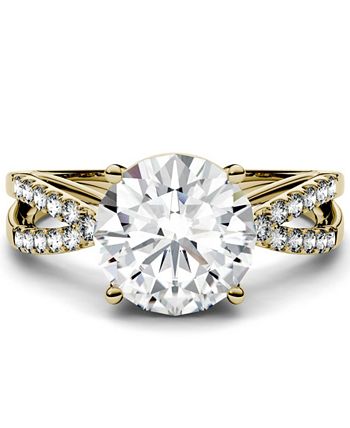 Charles & Colvard - Moissanite Split Shank Ring 2-9/10 ct. t.w. Diamond Equivalent in 14k White Gold
