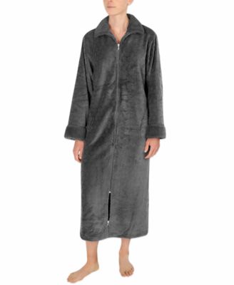 Miss Elaine - Plus Size Sculptured Fleece Long Zipper Robe