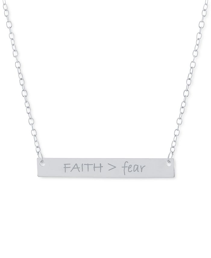 Giani Bernini - Faith > Fear Bar Pendant Necklace in Sterling Silver, 16" + 2" extender