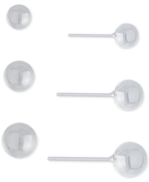 image of Giani Bernini 3-Pc. Set Graduated Ball Stud Earrings in Sterling Silver, Created for Macy-s