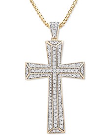 Men's Diamond Cross 22" Pendant Necklace (1 ct. t.w.) in 14k Gold-Plated Sterling Silver  or Sterling Silver