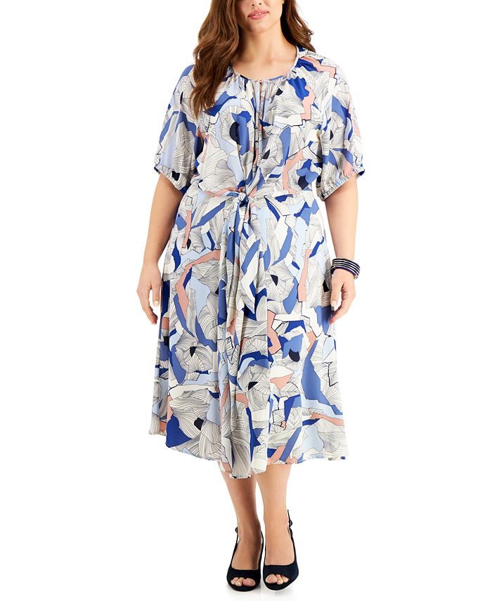 Alfani Plus Size Twist-Front Midi Dress, Created for Macy's - Macy's
