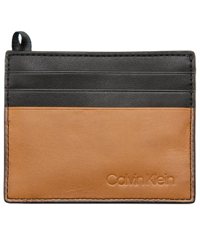 Calvin Klein Men's Colorblocked Leather Card Case with Money Clip & Reviews  - All Accessories - Men - Macy's