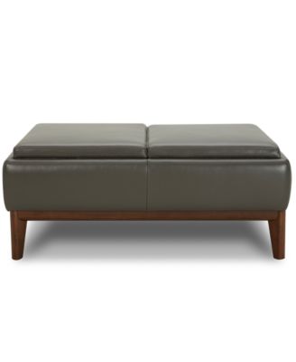 Jollene Leather Ottoman with Wood Trays, Created for Macy's