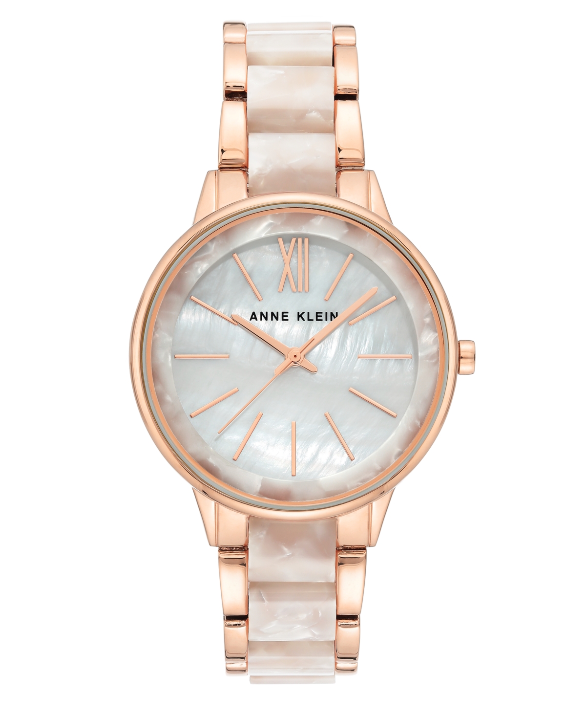 Anne Klein Rose Gold-tone And Pearlescent White Bracelet Watch 37mm In No Color