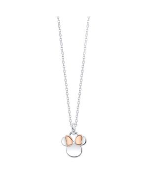 image of Disney Fine Silver Plate Gold Flash Two-Tone Minnie Mouse Pendant Necklace, 16