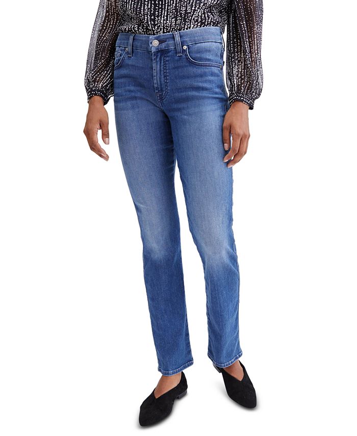 Jean 7 For All Mankind Femme Droit Crop Taille 27 - Longueur 25.5 - Bleu Délavé Occasion TB