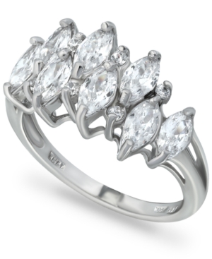 image of Giani Bernini Cubic Zirconia Marquise Cluster Ring in Sterling Silver, Created for Macy-s